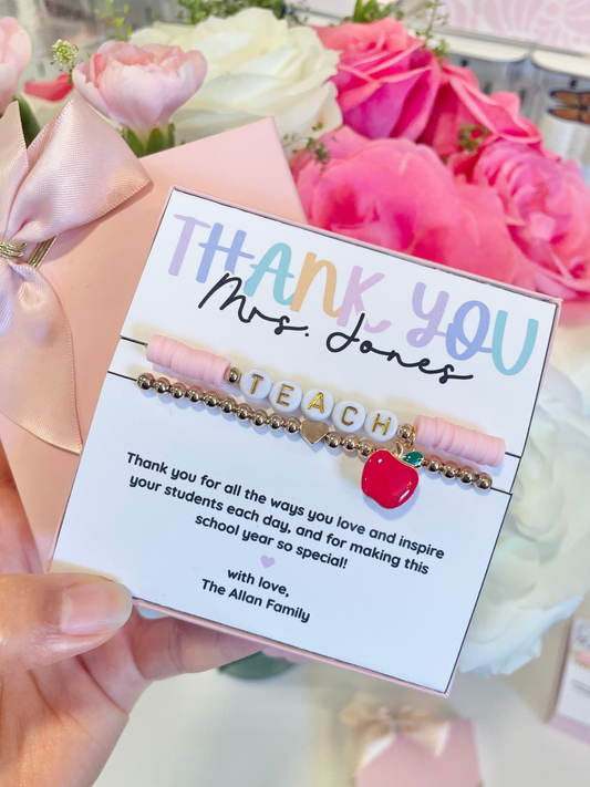 Teach Apple Charm Bracelet Set