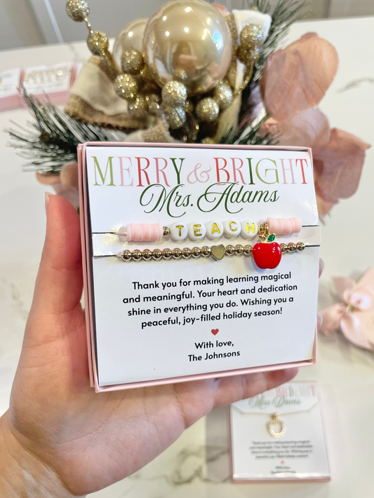 Teach Apple Charm Bracelet Set