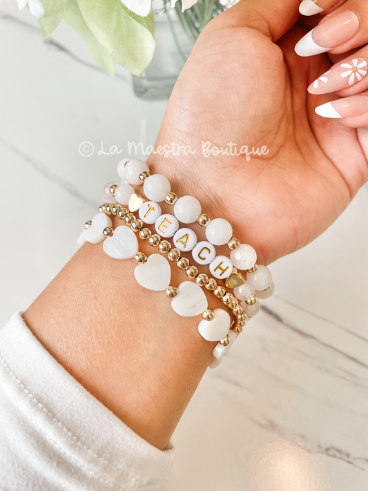 Teach Stone Bracelet Set