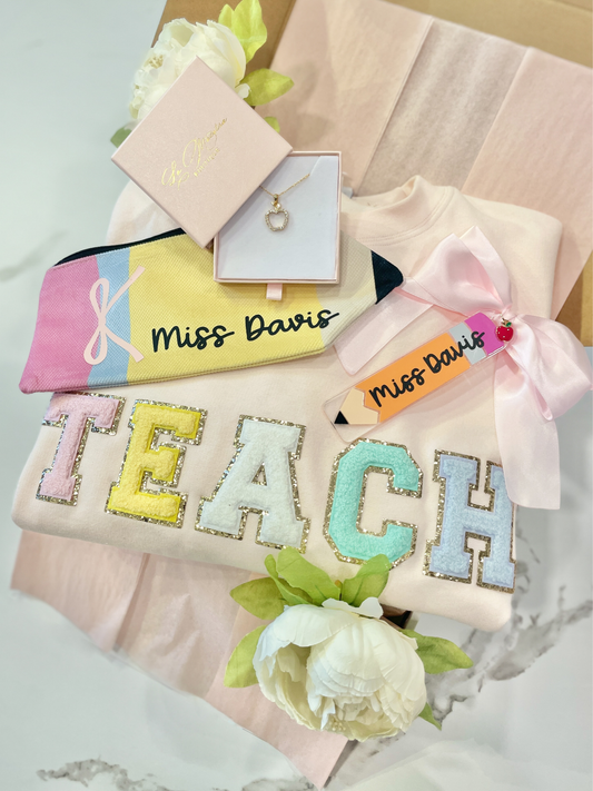 Custom Teacher Rainbow Sweatshirt Gift Box