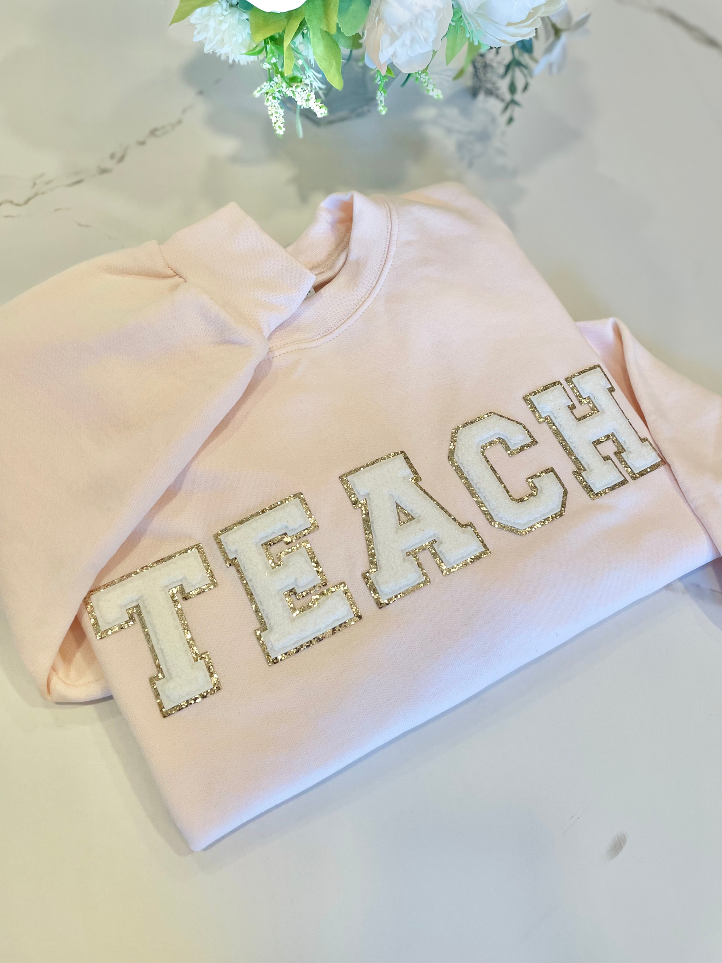 Teach Letter Patch Sweatshirt - Blush
