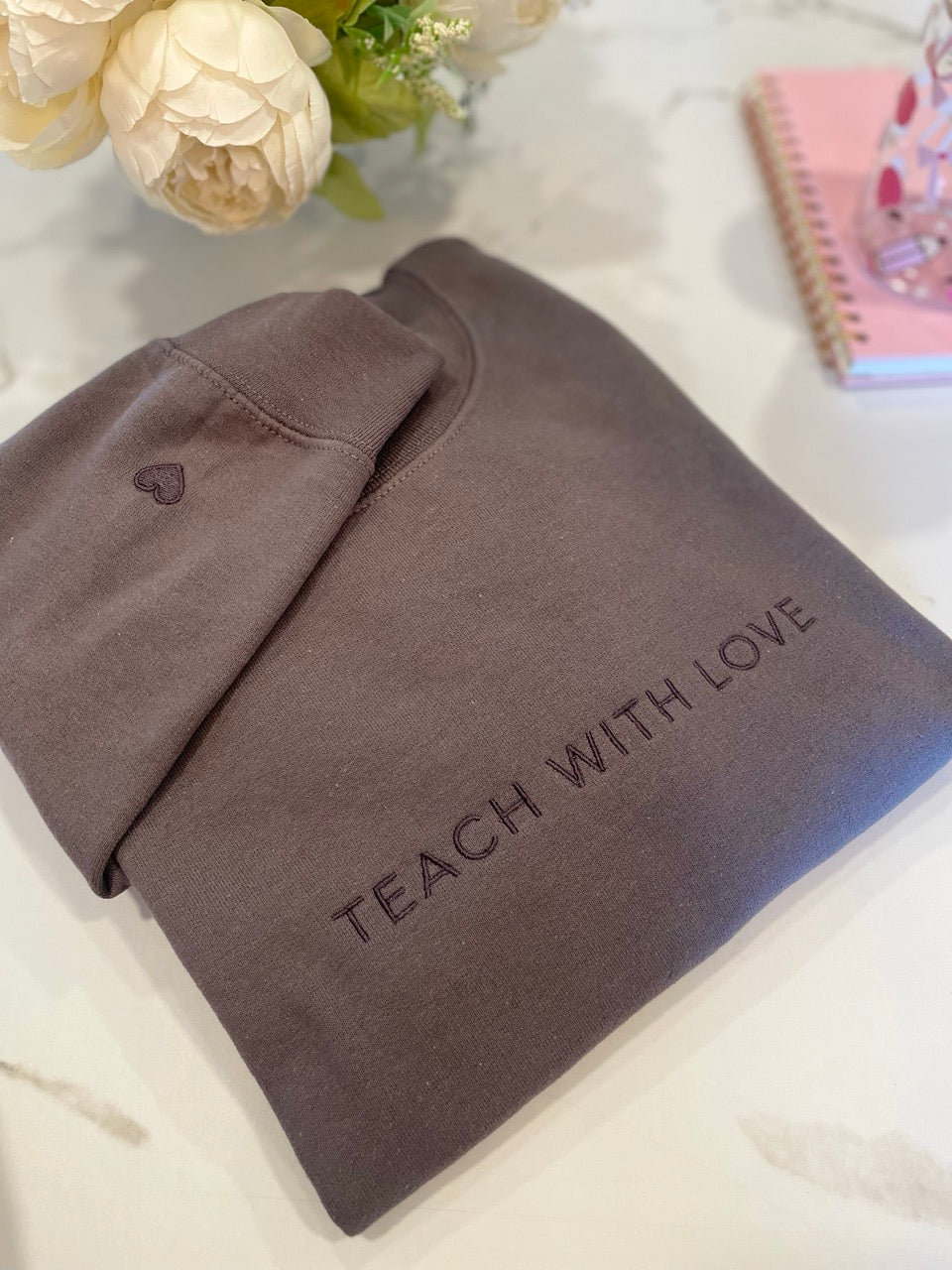 Teach With Love Embroidered Sweatshirt