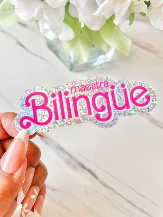 Maestra Bilingüe Glitter Sticker