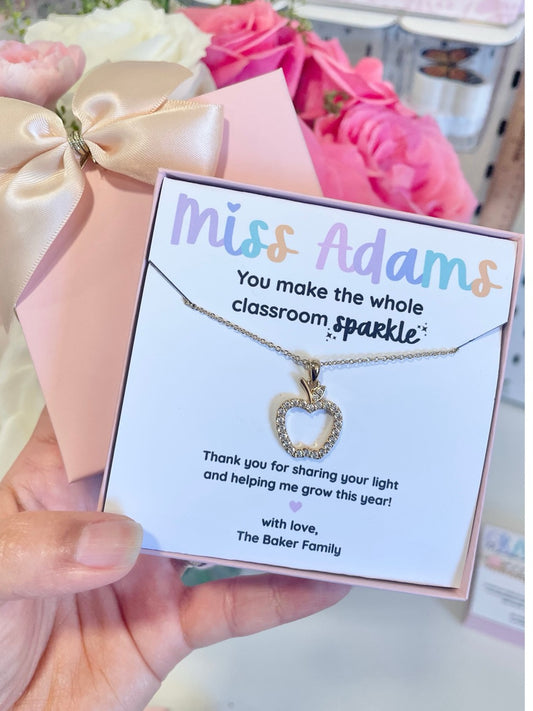 Teacher Apple Pendant Necklace