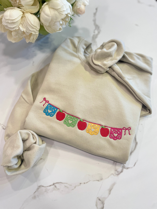 Embroidered Papel Picado Apples Sweatshirt