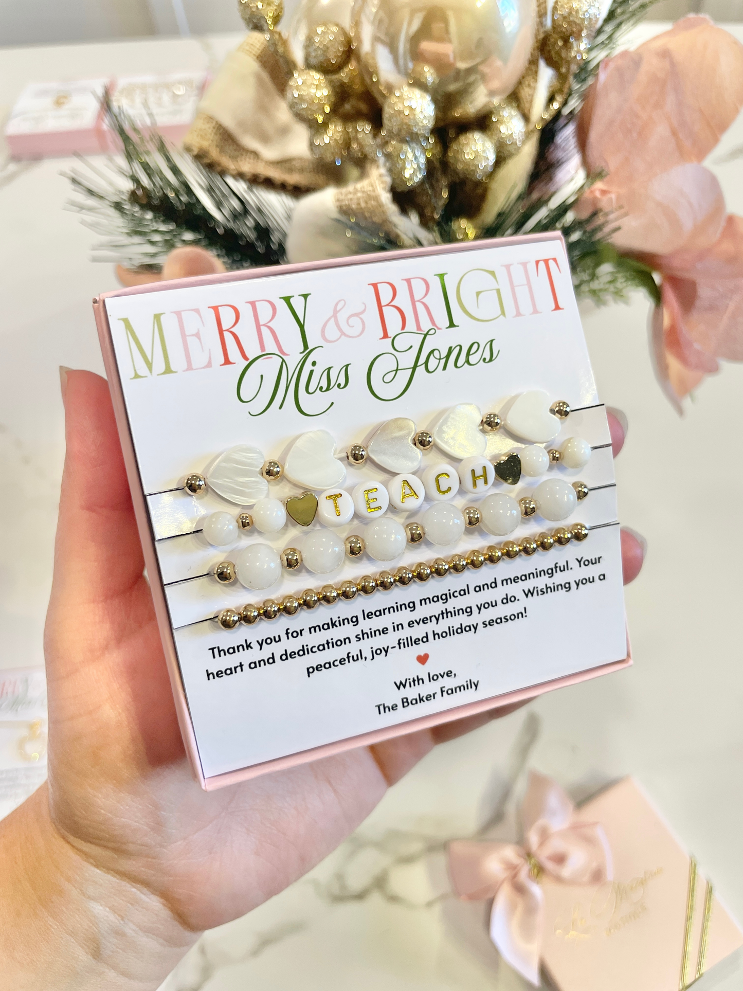 Teach Stone Bracelet Set