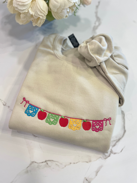Embroidered Papel Picado Apples Sweatshirt