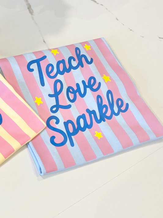 PRESALE - Teach Love Sparkle Striped Tee