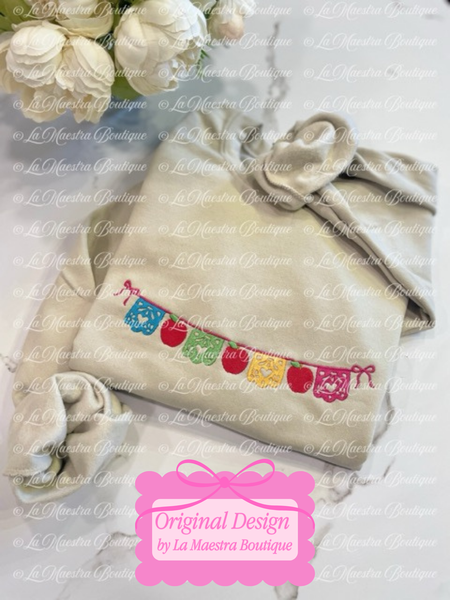 Embroidered Papel Picado Apples Sweatshirt